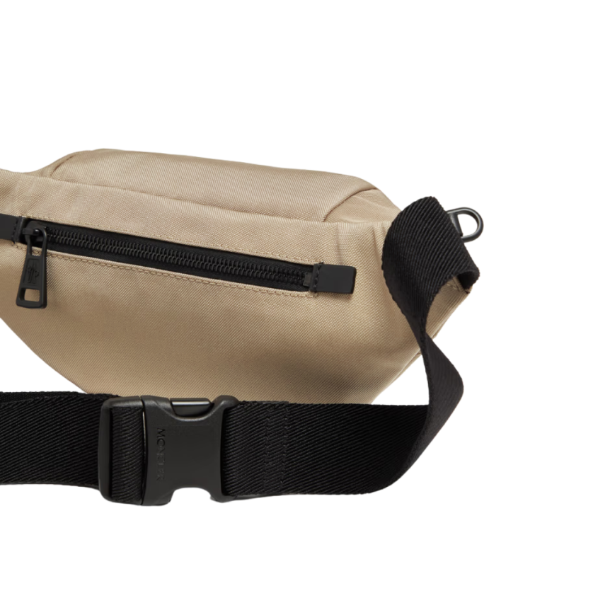 Petit sac ceinture banane MONCLER Durance nylon beige logo gomme noir