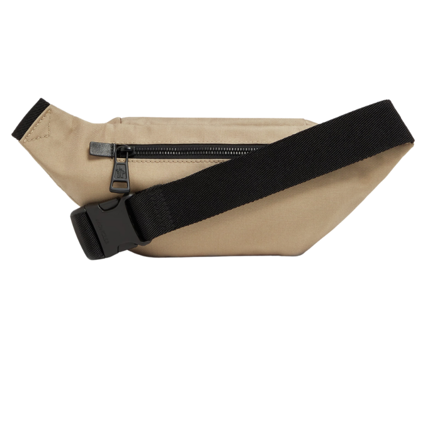 Petit sac ceinture banane MONCLER Durance nylon beige logo gomme noir