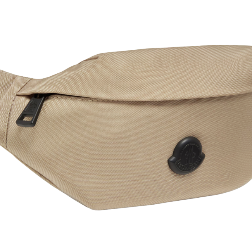Petit sac ceinture banane MONCLER Durance nylon beige logo gomme noir