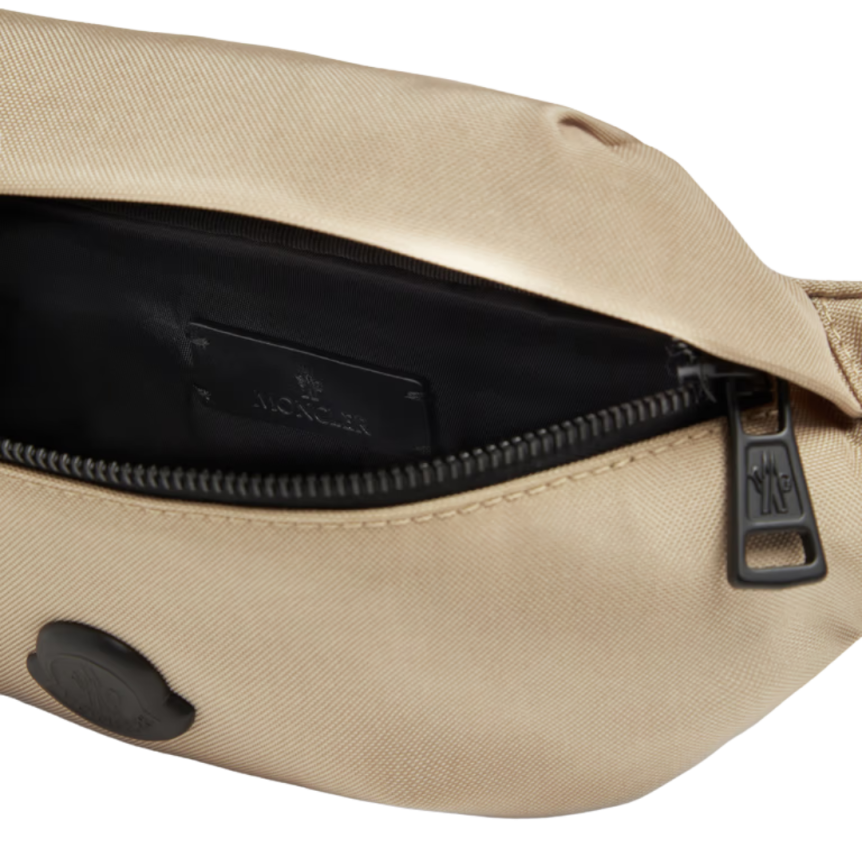 Petit sac ceinture banane MONCLER Durance nylon beige logo gomme noir