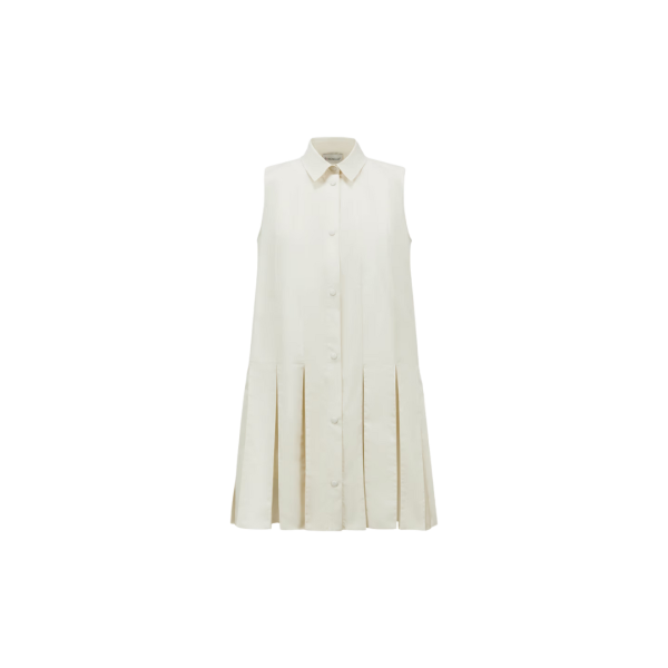 Mini robe MONCLER coton soie écru jupe plissée tennis organza