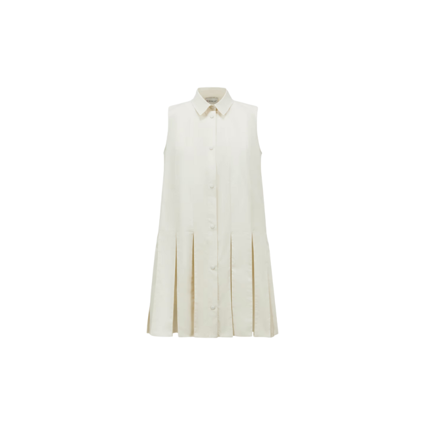 Mini robe MONCLER coton soie écru jupe plissée tennis organza