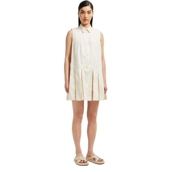 Mini robe MONCLER coton soie écru jupe plissée tennis organza