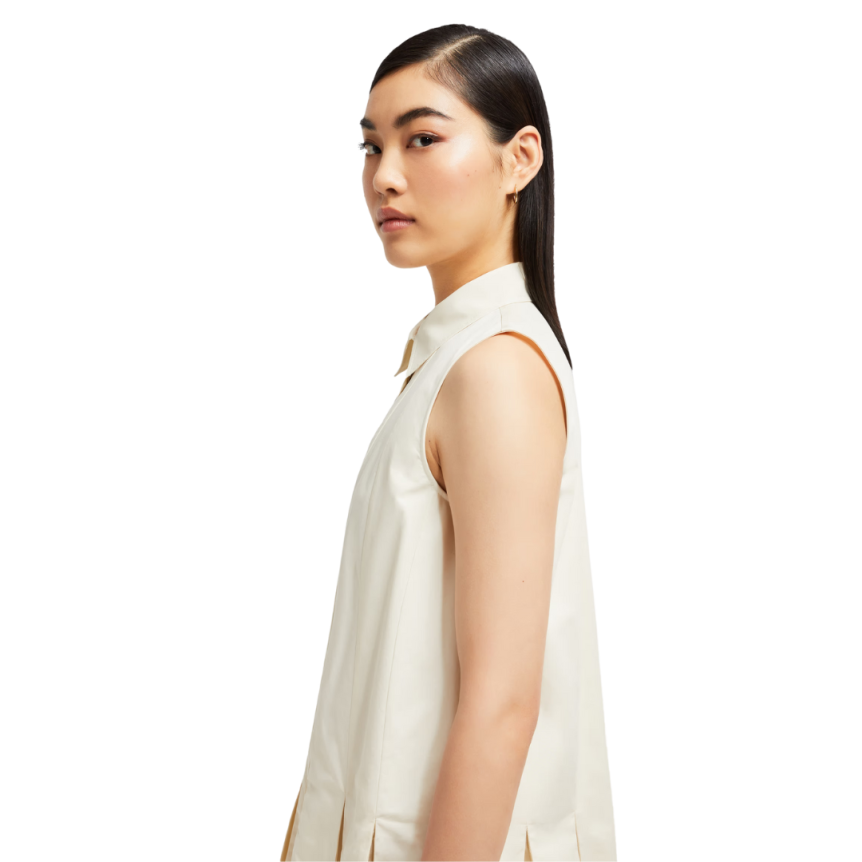 Mini robe MONCLER coton soie écru jupe plissée tennis organza