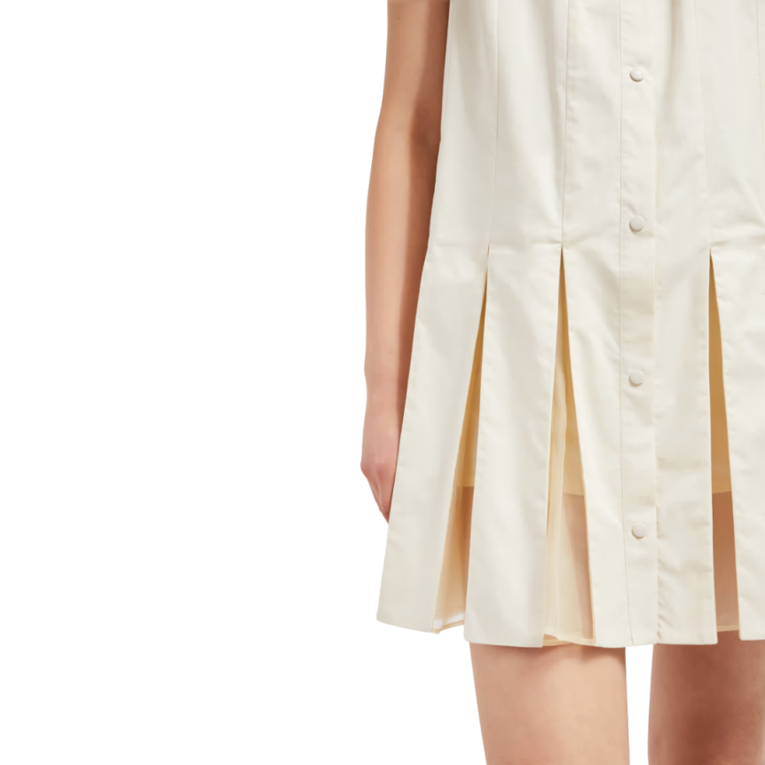 Mini robe MONCLER coton soie écru jupe plissée tennis organza