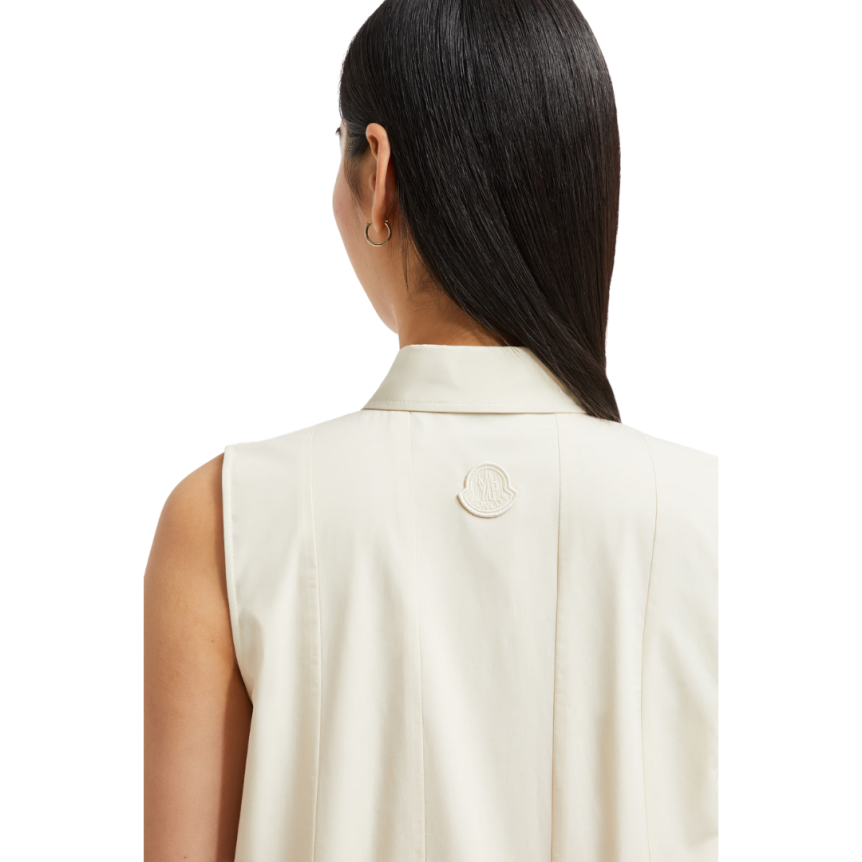 Mini robe MONCLER coton soie écru jupe plissée tennis organza