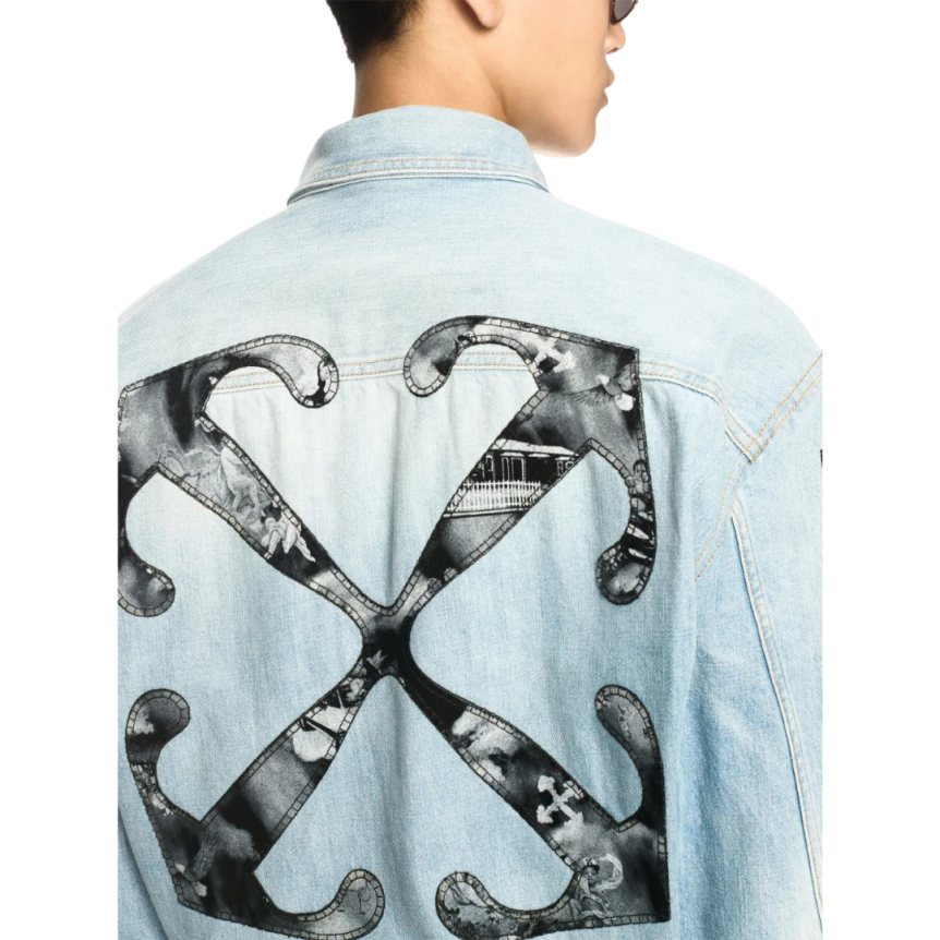 Surchemise OFF WHITE jean bleu poche poitrine rabat Arrow flèche dos