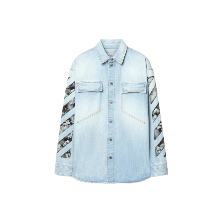 Surchemise OFF WHITE jean bleu poche poitrine rabat Arrow flèche dos