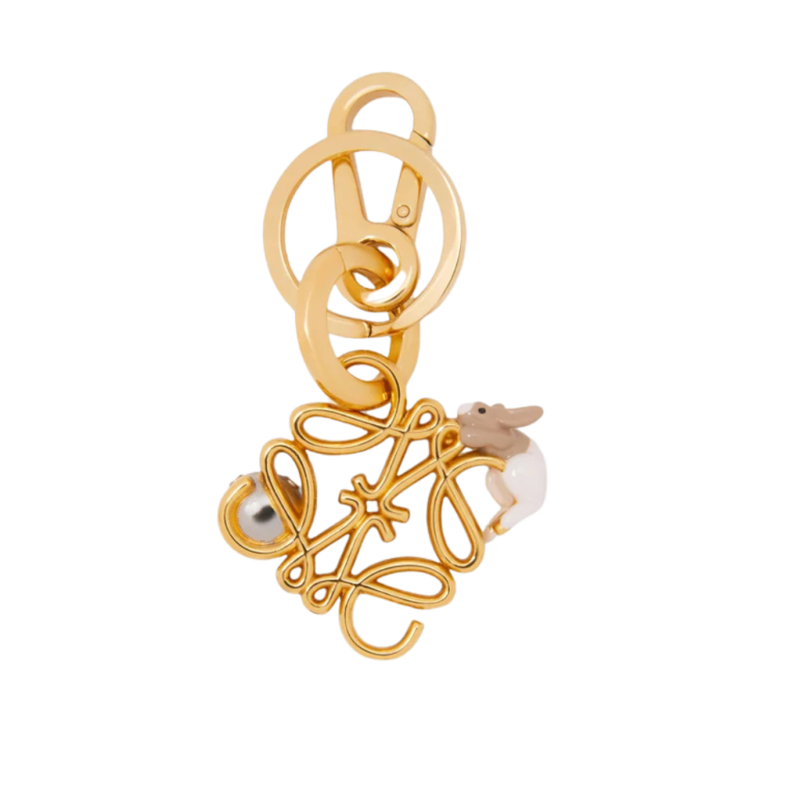 Porte-clés LOEWE laiton émail Charm Anagram Bunny on the Moon