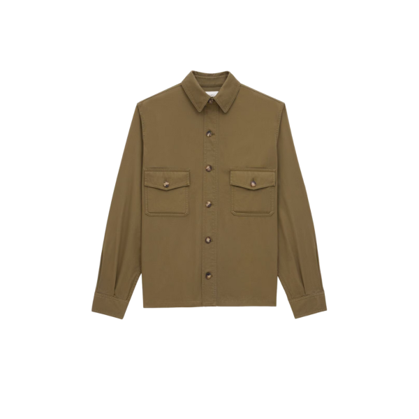 Surchemise SAINT LAURENT sergé de coton kaki poches rabat boutons