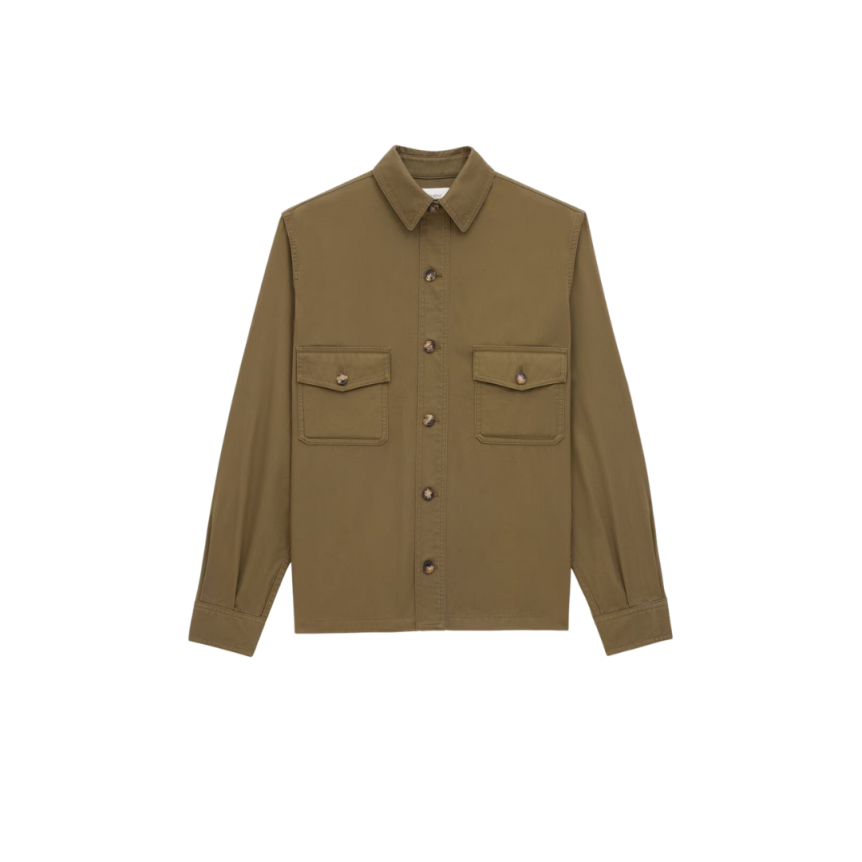 Surchemise SAINT LAURENT sergé de coton kaki poches rabat boutons