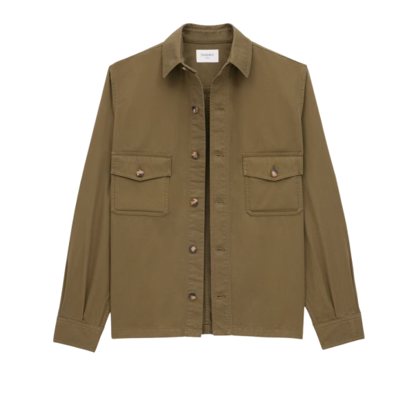 Surchemise SAINT LAURENT sergé de coton kaki poches rabat boutons