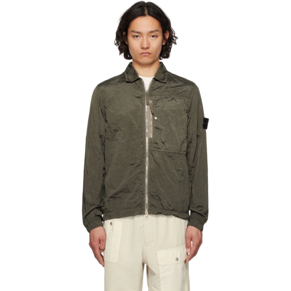 Surchemise zippée STONE ISLAND nylon métal Econyl poche poitrine