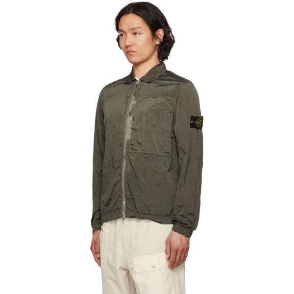 Surchemise zippée STONE ISLAND nylon métal Econyl poche poitrine