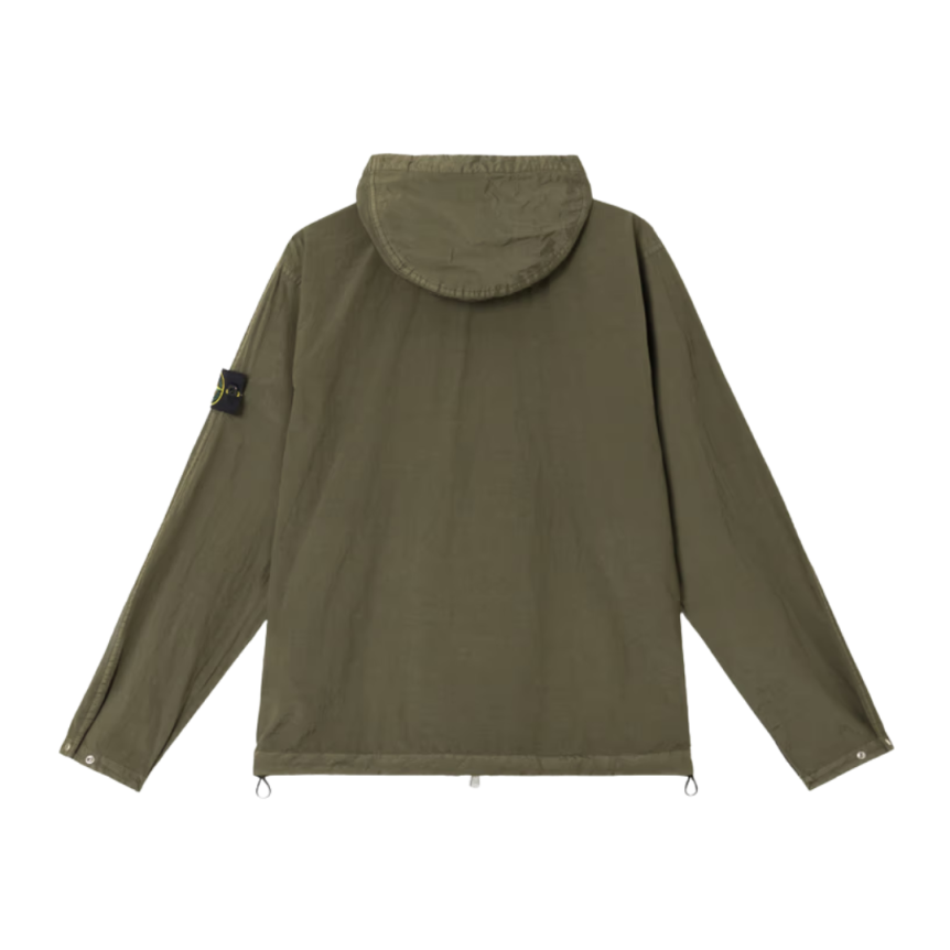 Blouson zippé à capuche STONE ISLAND nylon métal Econyl vert kaki