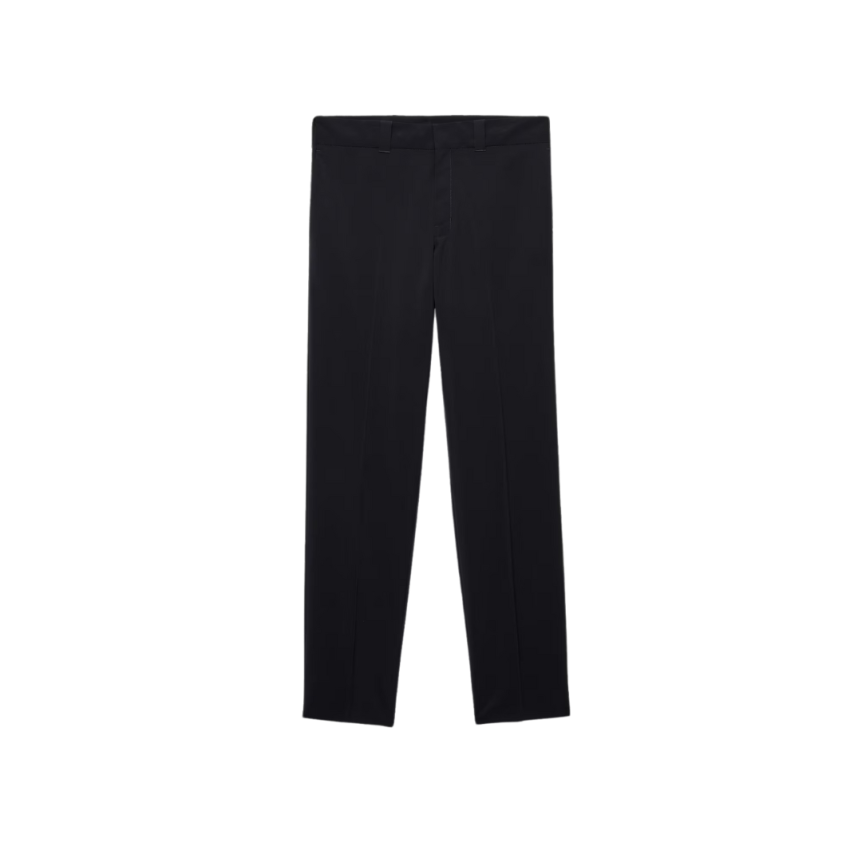 Pantalon ajusté PRADA laine mélangée noir cordon taille