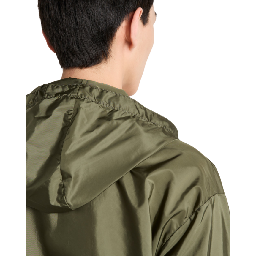 Veste à capuche zippée PRADA Re-Nylon kaki logo triangle métal email