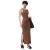 Robe longue débardeur Anagramme laine chinée stretch marron dos torsade
