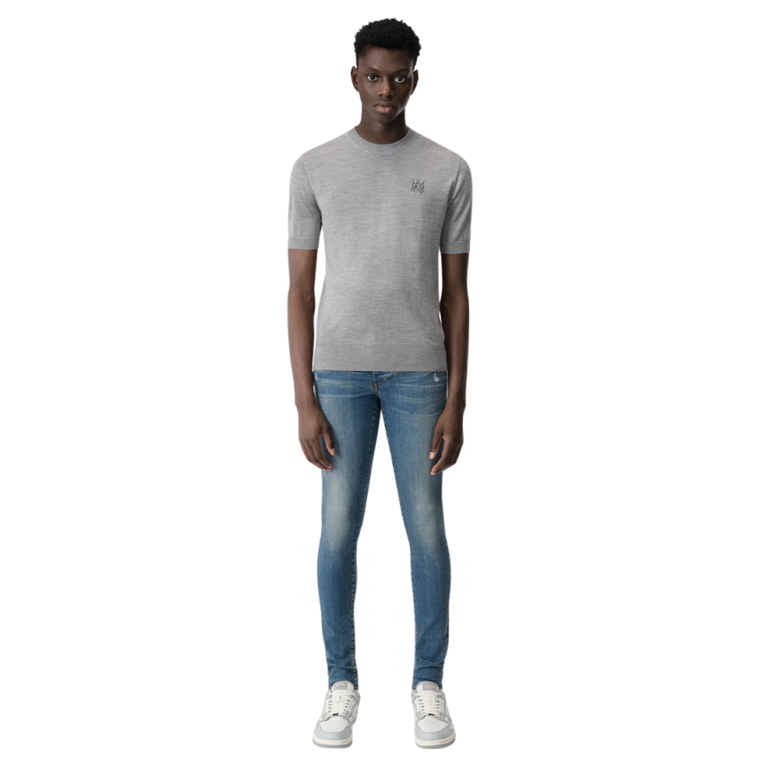 Jean AMIRI Stack skinny coton denim bleu délavé