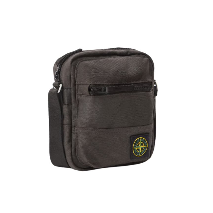 Sacoche zippée STONE ISLAND multi poches noir petit logo bandoulière