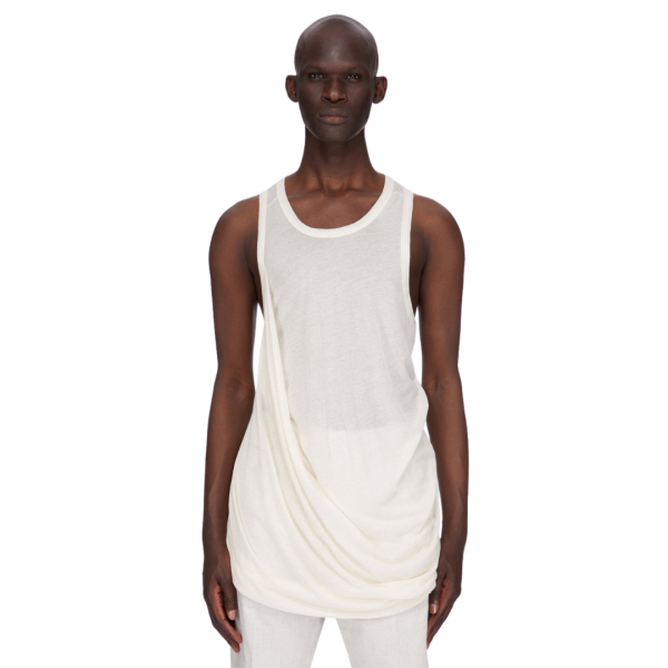 Débardeur long RICK OWENS Hollywood Anthem coton jersey léger écru