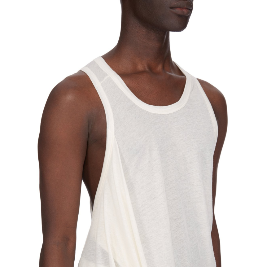 Débardeur long RICK OWENS Hollywood Anthem coton jersey léger écru