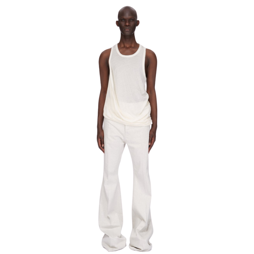 Débardeur long RICK OWENS Hollywood Anthem coton jersey léger écru