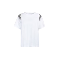 T-shirt col rond sans manches blanc strass argent épaule