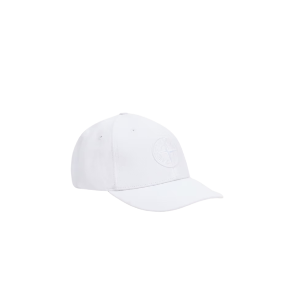 Casquette STONE ISLAND coton blanc broderie Compass patte ajustable