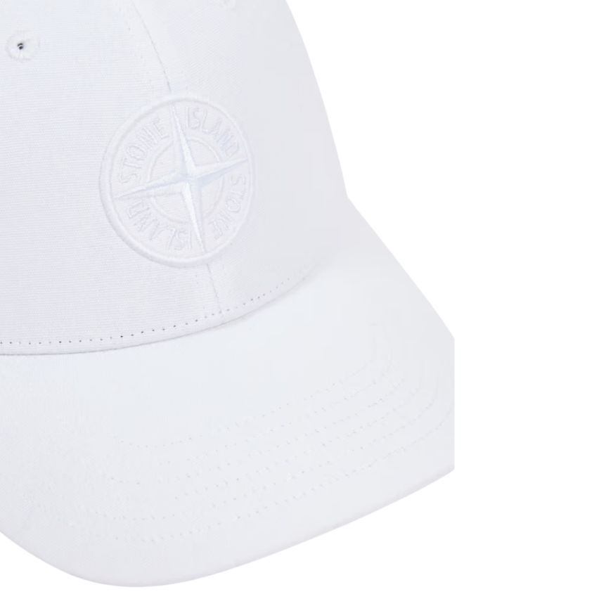 Casquette STONE ISLAND coton blanc broderie Compass patte ajustable