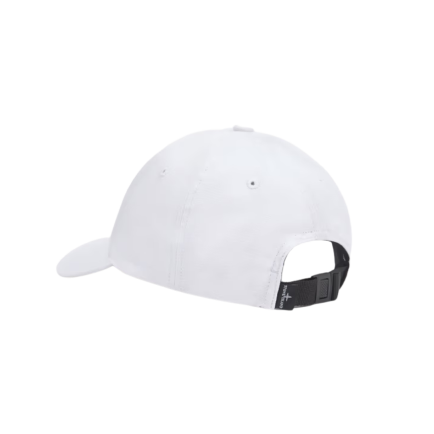 Casquette STONE ISLAND coton blanc broderie Compass patte ajustable