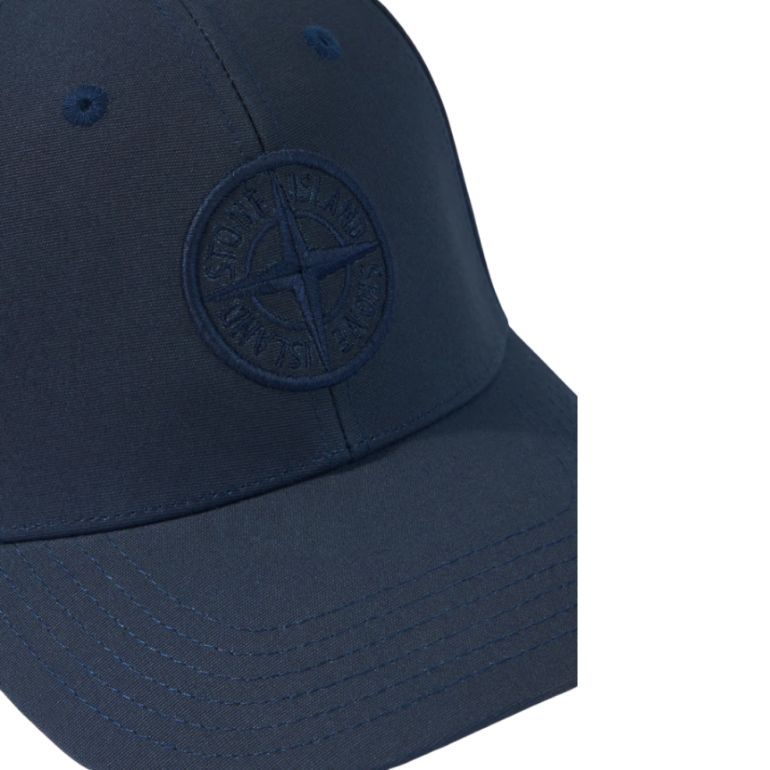 Casquette STONE ISLAND coton bleu marine broderie Compass patte ajustable