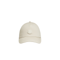 Casquette gabardine coton beige logo cuir