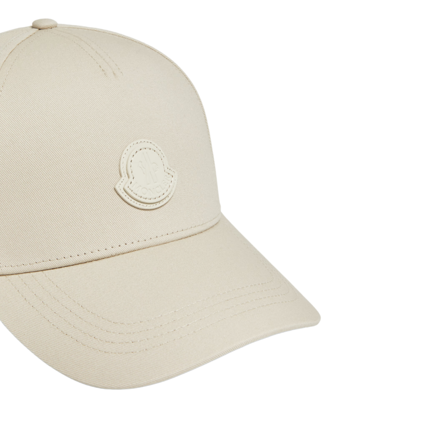 Casquette MONCLER gabardine coton beige logo cuir