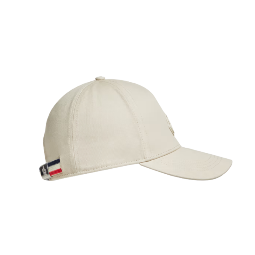 Casquette MONCLER gabardine coton beige logo cuir