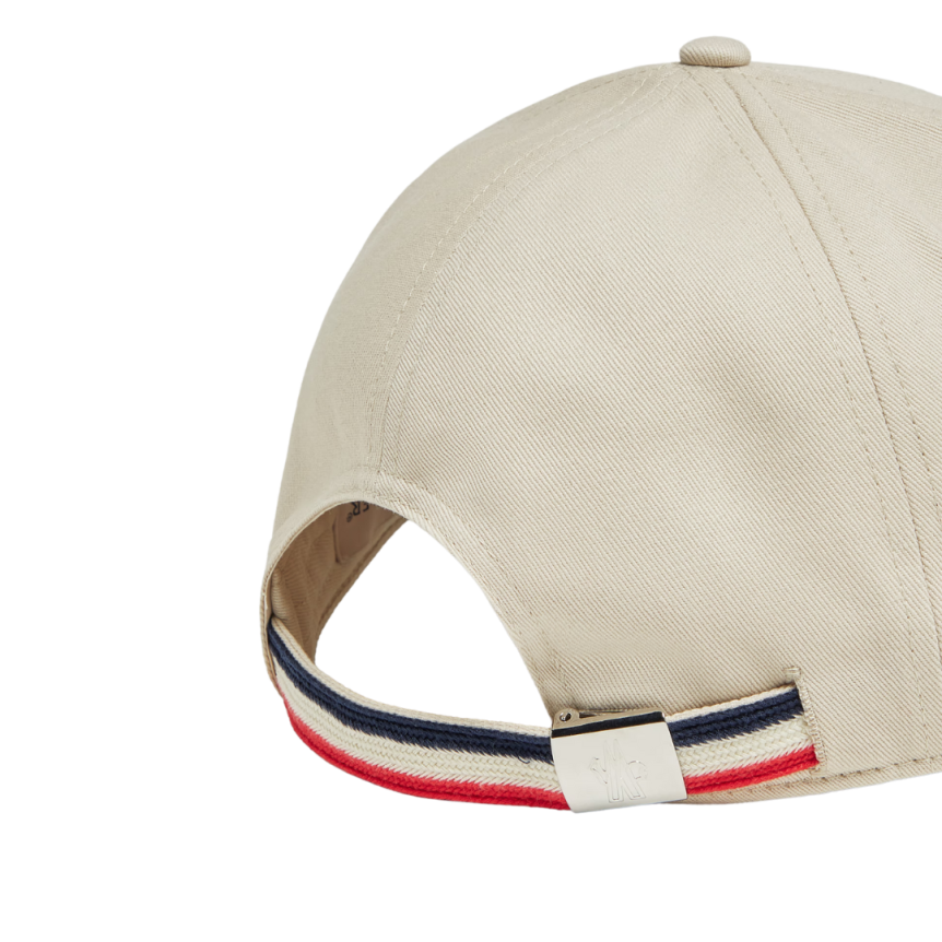 Casquette MONCLER gabardine coton beige logo cuir