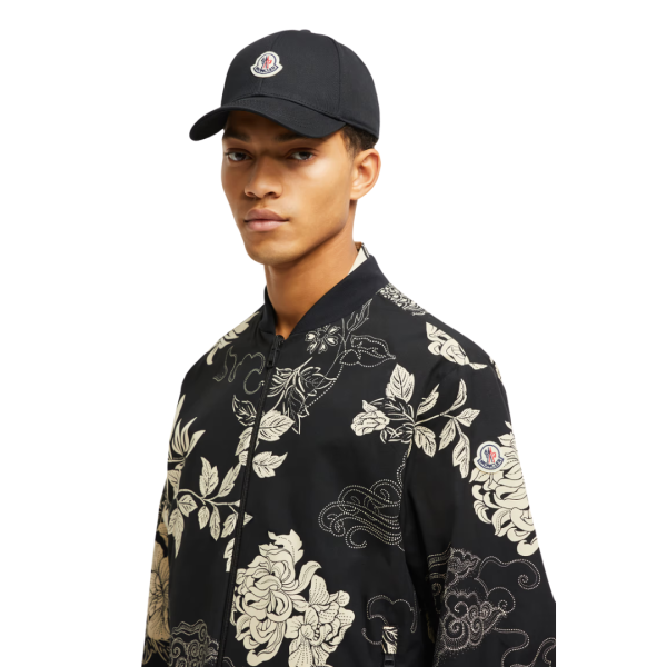 Casquette MONCLER gabardine coton noir logo tricolore Grenoble