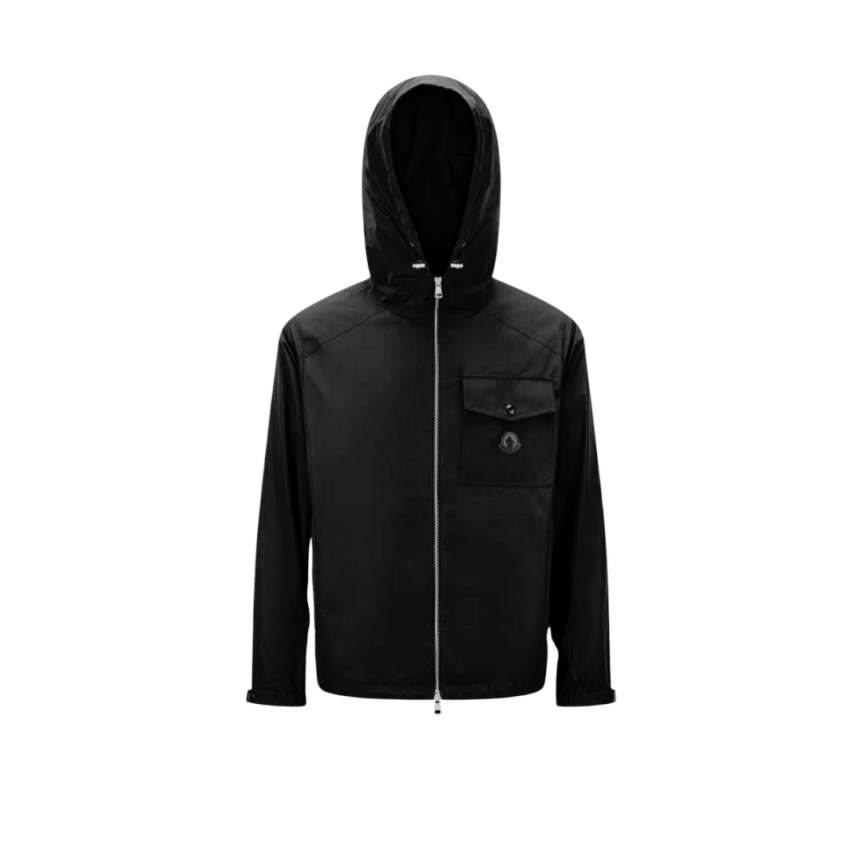 Coupe vent capuche MONCLER Fuyue noir logo gomme poitrine