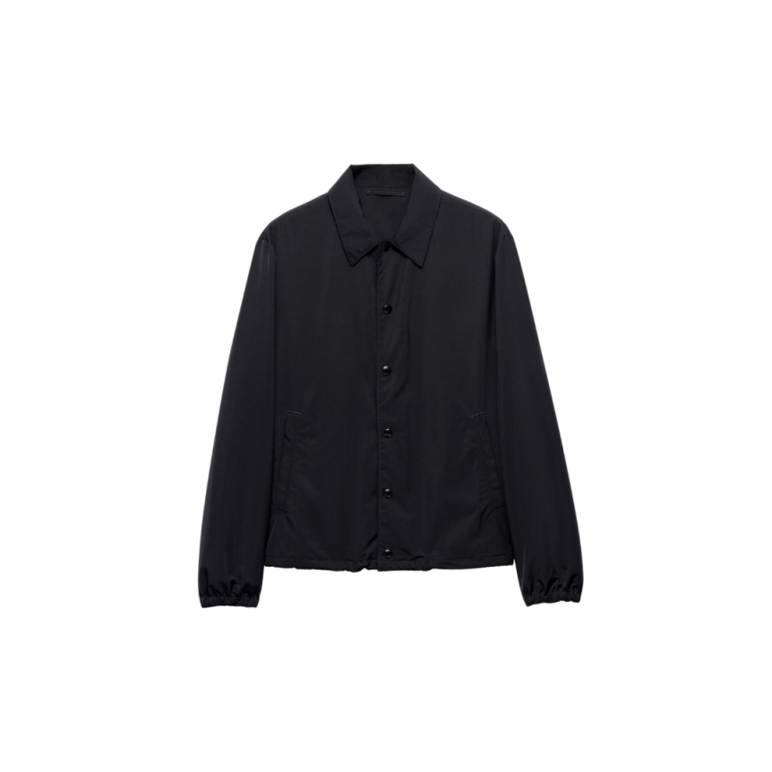 Veste PRADA bouton pression laine mélangée noir logo triangle