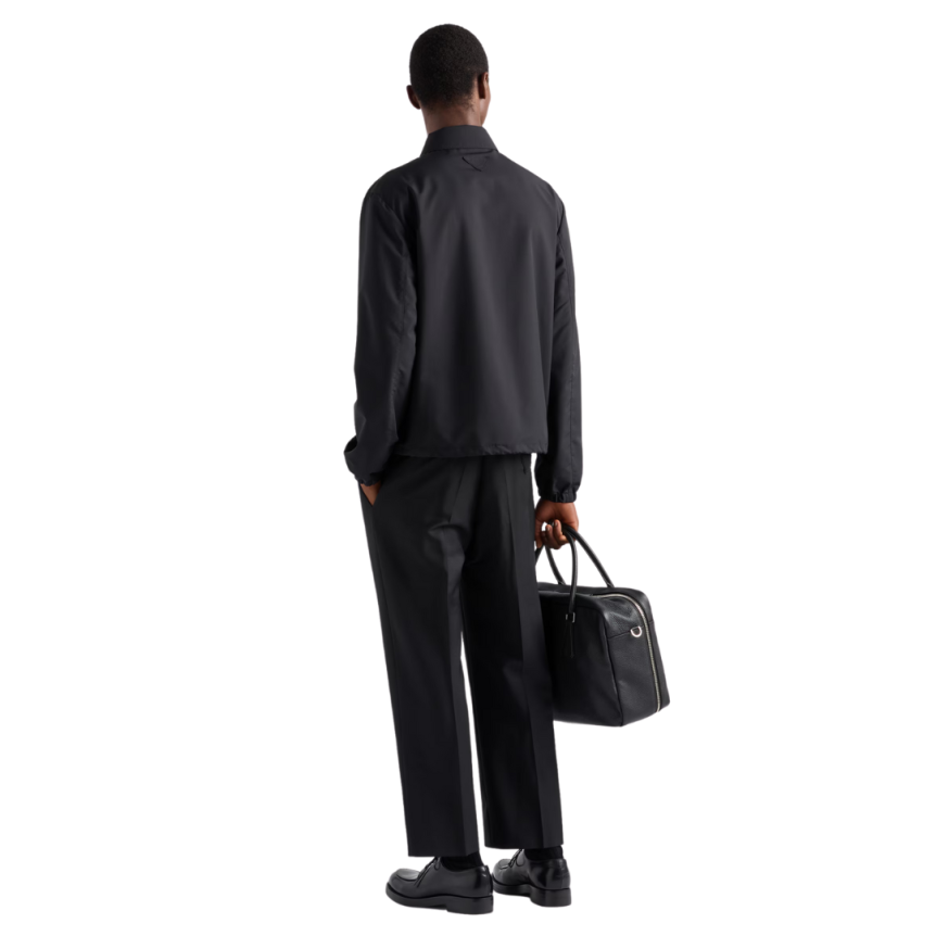 Veste PRADA bouton pression laine mélangée noir logo triangle