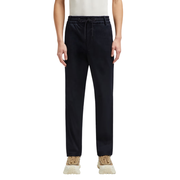 Pantalon MONCLER Chino gabardine coton bleu marine cordon taille