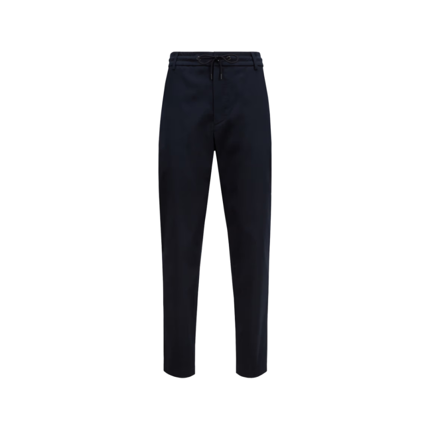 Pantalon MONCLER Chino gabardine coton bleu marine cordon taille
