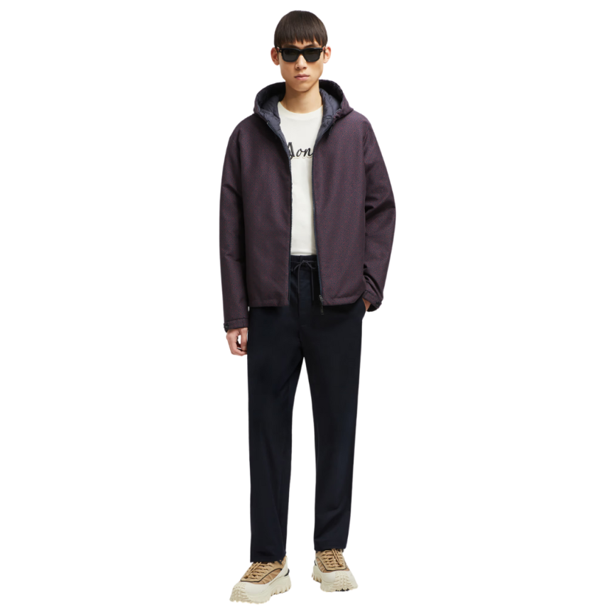 Pantalon MONCLER Chino gabardine coton bleu marine cordon taille