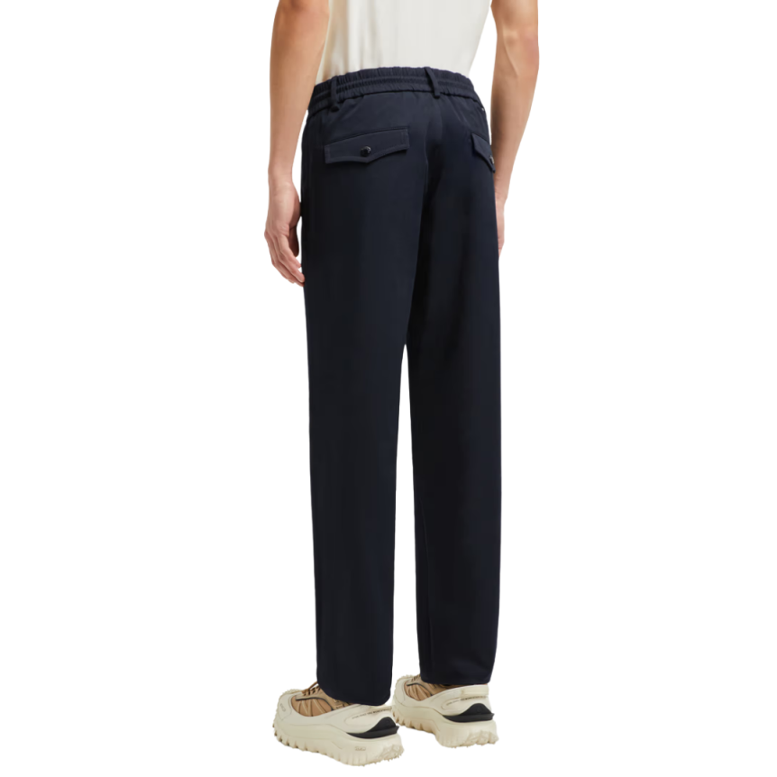 Pantalon MONCLER Chino gabardine coton bleu marine cordon taille