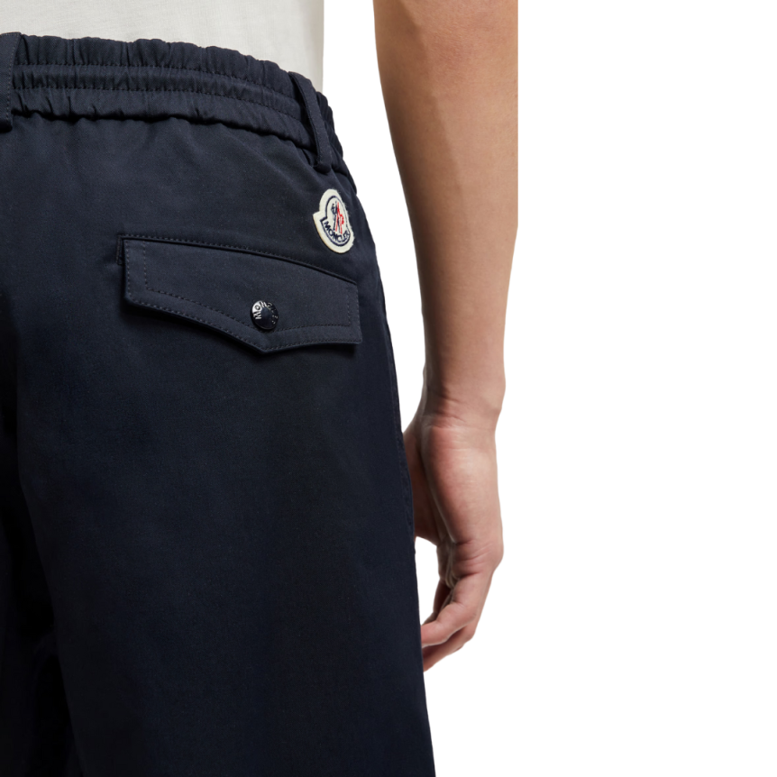 Pantalon MONCLER Chino gabardine coton bleu marine cordon taille
