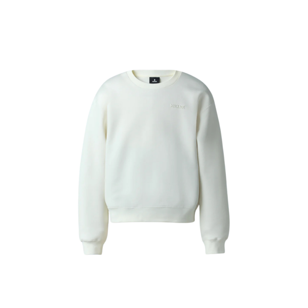 Sweat-shirt col rond MACKAGE Julian coton mélangé blanc logo gomme