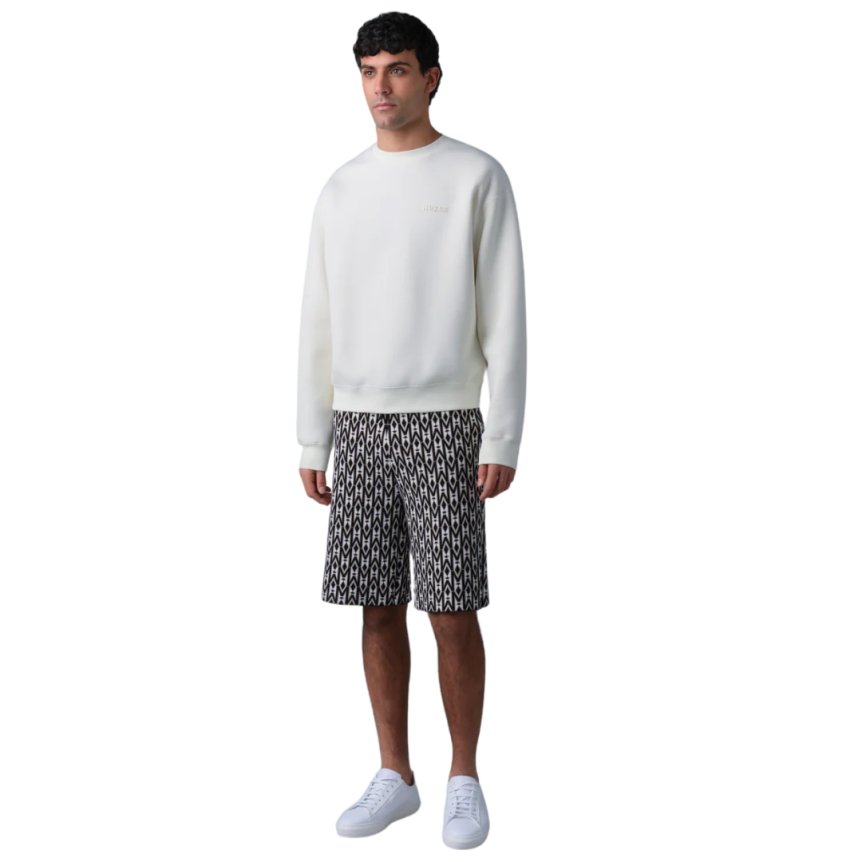 Sweat-shirt col rond MACKAGE Julian coton mélangé blanc logo gomme