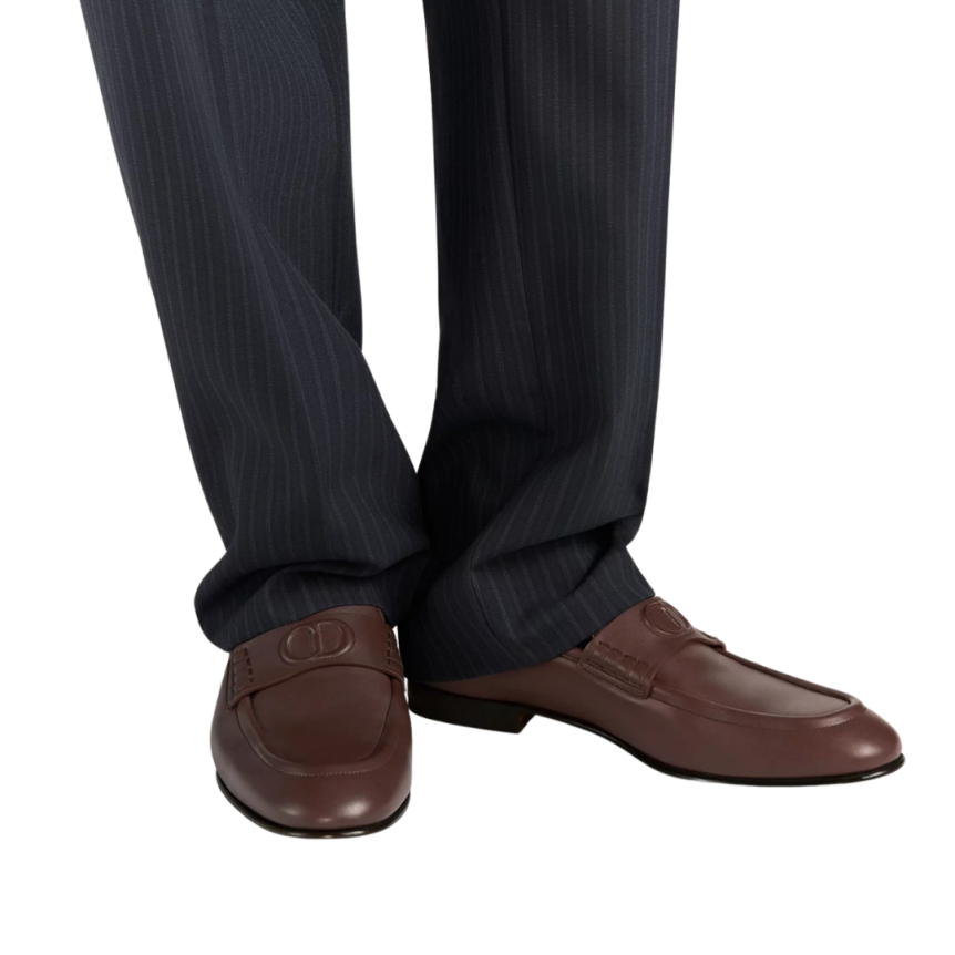 Mocassin DIOR Timeless Flex cuir veau lisse marron logo CD