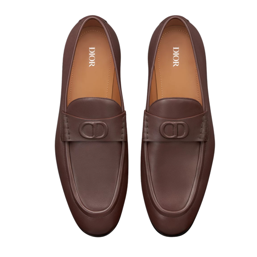 Mocassin DIOR Timeless Flex cuir veau lisse marron logo CD