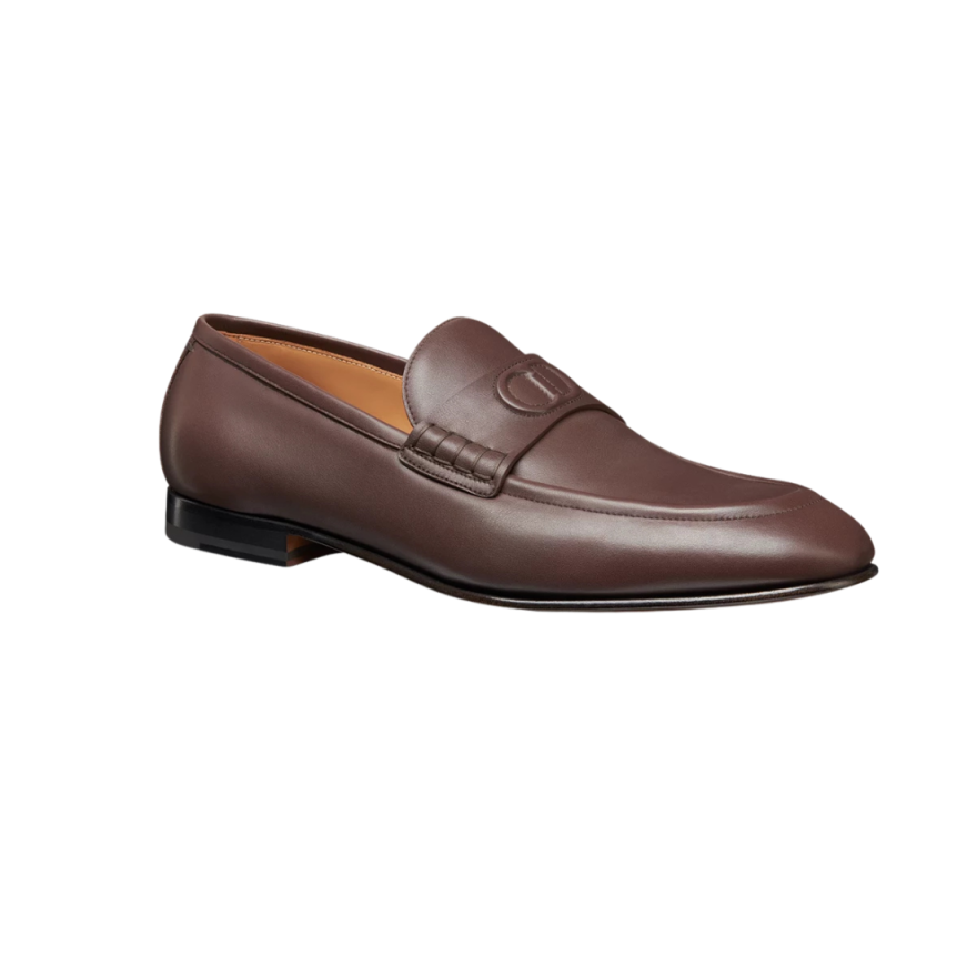 Mocassin DIOR Timeless Flex cuir veau lisse marron logo CD
